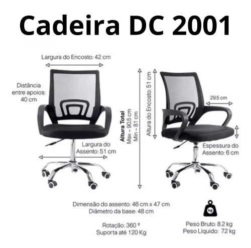 Kit Home Office Mesa de Estudo e Cadeira Giratório Digo.casa - 8