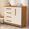 Comoda Grecia Quarto 4 Gavetas 1 Porta e Pés Madeira Maciça Nature/Off White - 1