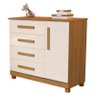Comoda Grecia Quarto 4 Gavetas 1 Porta e Pés Madeira Maciça Nature/Off White - 2