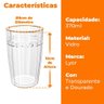 Jogo de Copos de Cristal Transparente Fio de Ouro Imperial 370ml 4 Peças - Lyor - 6