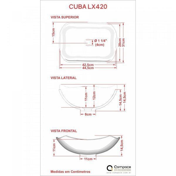 Kit Cuba L42 com Válvula Click 1''B + Sifão Pvc e Flexível Compace - 7