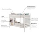 Ver imagem 4 de Beliche Infantil com Janela e Cortina Madeira Maciça Branco/ Rosa Housin