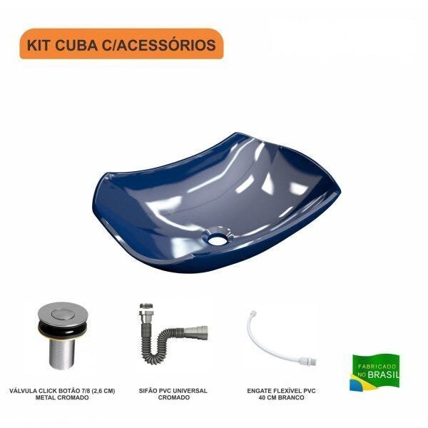 Kit Cuba L42 com Válvula Click 1"B + Sifão Cromado e Flexível Compace - 3