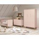 Ver imagem 1 de Jogo de Quarto para Bebê Completo 3 Portas Théo New Rosa Fosco com Natural - Reller