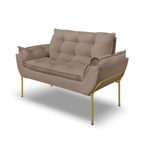 Namoradeira Luxo Recepção 12 Cores - Base Ferro Dourado - Capuccino