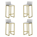 Ver imagem 1 de Kit4 Banquetas Alta Dani Reforçada Decorativa Balcão Bancada Cozinha Bar Base Dourada Courino Branco