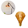 Lâmpada Diamante Filamento Led Vintage 4W Bocal Rosca E27 Luz 2200K Âmbar Bivolt Para Pendentes Abaj - 1