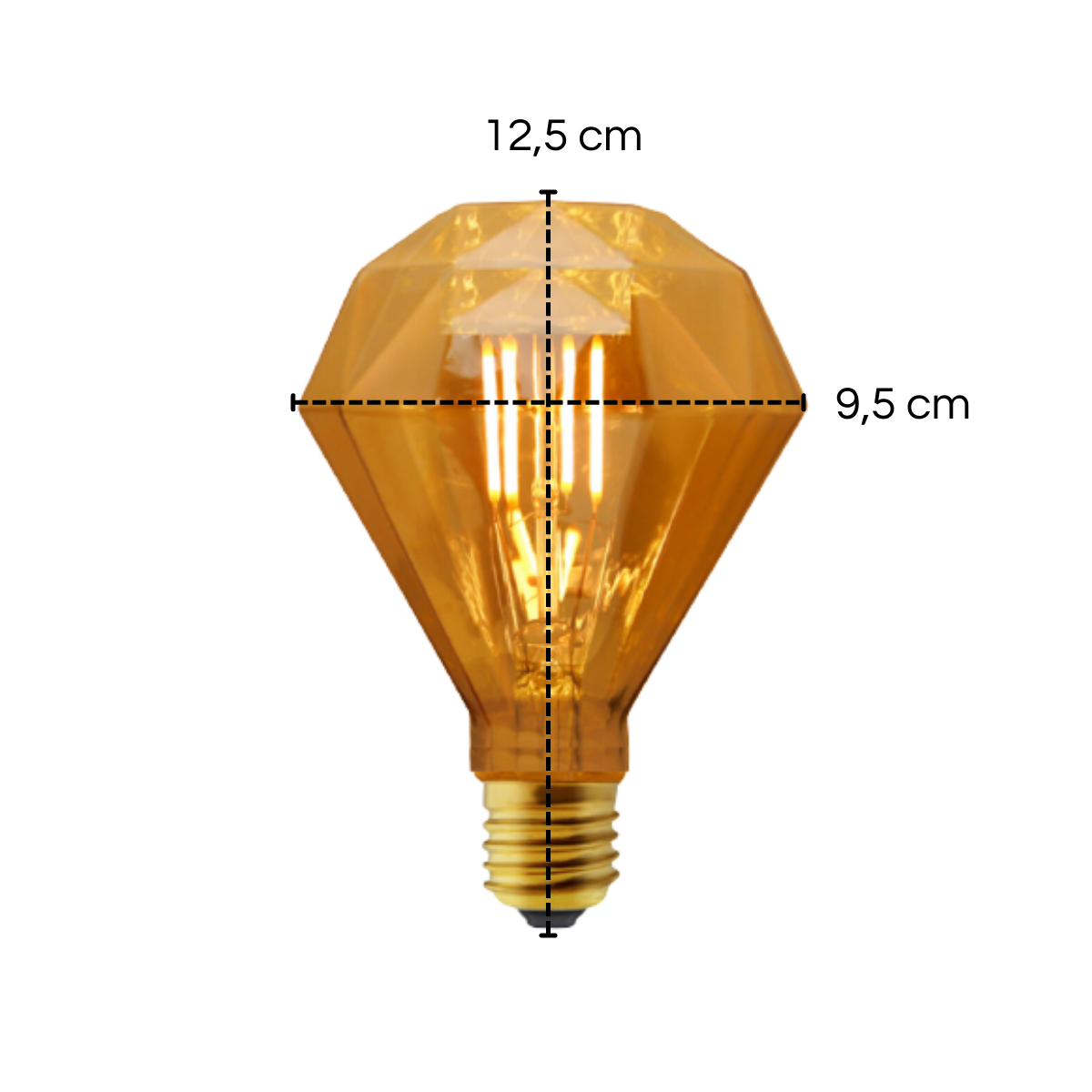 Lâmpada Diamante Filamento Led Vintage 4W Bocal Rosca E27 Luz 2200K Âmbar Bivolt Para Pendentes Abaj - 2