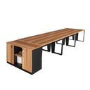 Ver imagem 2 de Estação de Trabalho 4,50m 6 Pessoas com Armário 2 Portas F5 Cor:nogal com Preto