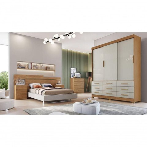 Guarda Roupa Solteiro 3 Portas 9 Gavetas Capri-cumaru-fendi Móveis Novo Horizonte