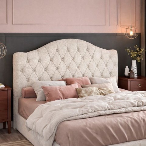 Cabeceira para Cama Box Queen 160cm Balence Bouclé Off White - Sallar Home