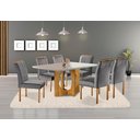Ver imagem 2 de Conjunto Sala de Jantar 6 Lugares Mesa Barcelona e Cadeiras Madeira Maciça Veludo Cinza