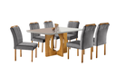 Ver imagem 1 de Conjunto Sala de Jantar 6 Lugares Mesa Barcelona e Cadeiras Madeira Maciça Veludo Cinza