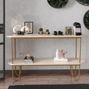 Ver imagem 2 de Aparador Requinte Pés de Aço Tubular 160 cm Off White/Dourado