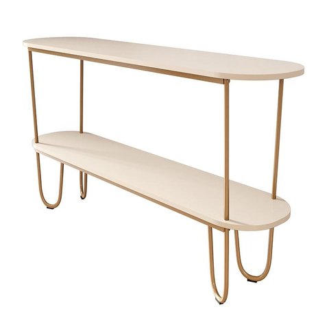 Aparador Requinte Pés de Aço Tubular 160 cm Off White/Dourado