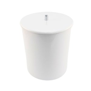 Lixeira Redonda Branca em Poliéster com Puxador Cromado