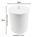 Ver imagem 4 de Lixeira Redonda Branca em Poliéster com Puxador Cromado