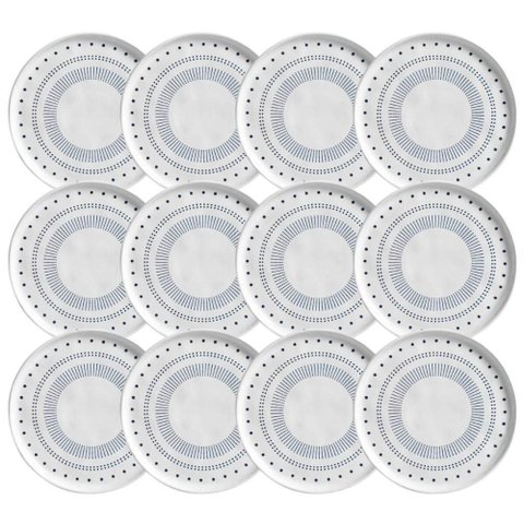 Kit 12 Pratos para Sobremesa Branco Cerâmica 21,5cm Buffet Restaurante Porto Brasil Bio Astral