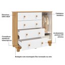 Ver imagem 4 de Jogo de Quarto Infantil Uli Guarda Roupa 4 Portas e Cômoda Branco Brilho/amêndoa - Móveis Peroba