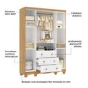Ver imagem 2 de Jogo de Quarto Infantil Uli Guarda Roupa 4 Portas e Cômoda Branco Brilho/amêndoa - Móveis Peroba