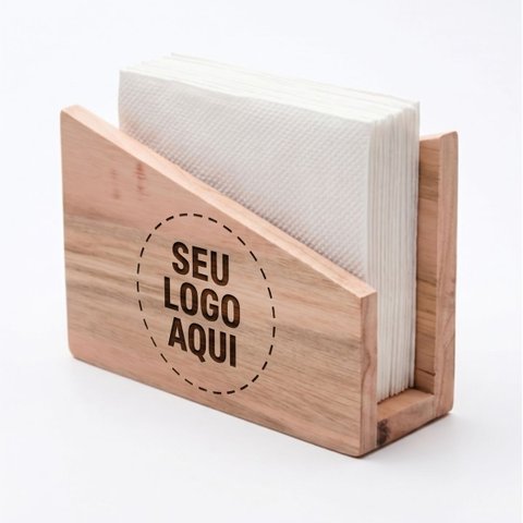 Porta Guardanapo Madeira com Logo Restaurante