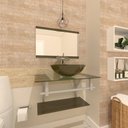 Ver imagem 1 de Gabinete de Vidro 90cm Ac Cuba Redonda Ouro Envelhecido