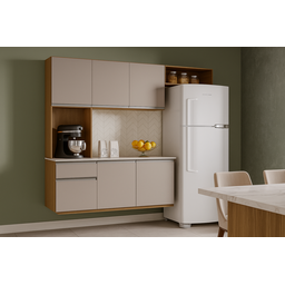 Kit Cozinha Suspensa Mel com Balcão 180cm Poquema Móveis - 1