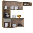 Ver imagem 6 de Armário de Cozinha Mel Suspensa Compacta com Balcão 180cm MDF Damasco Poquema Móveis