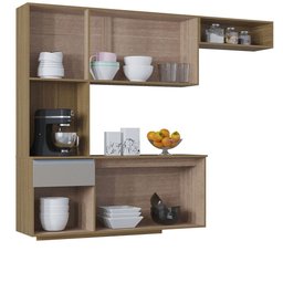 Kit Cozinha Suspensa Mel com Balcão 180cm Poquema Móveis - 5