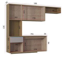 Kit Cozinha Suspensa Mel com Balcão 180cm Poquema Móveis - 6