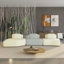 Ver imagem 1 de Sofá Ilha Sala de Estar Dakota 3 Módulos 454cm Encostos Almofadas Soltas Linho OffWhite/Cinza G33 -