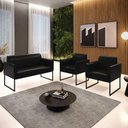 Ver imagem 7 de Sofá Namoradeira com 2 Poltronas Base Industrial Preto Marisa Corano Preto D03 - D'Rossi