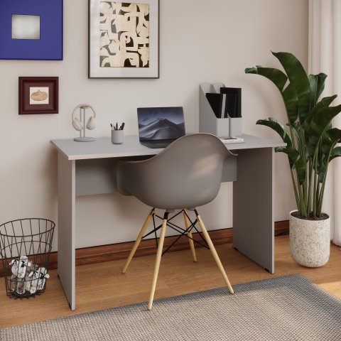 Mesa Retangular New City Pé Painel 120 cm Cinza Cristal Gebb Work