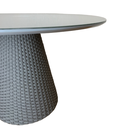 Ver imagem 4 de Mesa De Jantar Cone Redonda 140cm Tampo Laqueado Cinza + Vidro Base Corda Náutica Cinza Personal Dec