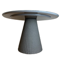 Ver imagem 2 de Mesa De Jantar Cone Redonda 140cm Tampo Laqueado Cinza + Vidro Base Corda Náutica Cinza Personal Dec