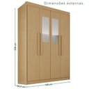 Ver imagem 3 de Guarda-Roupa com Espelho 4 Portas 3 Gavetas 100% MDF Veneza Marrom/Jequitiba