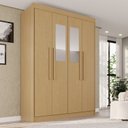 Ver imagem 1 de Guarda-Roupa com Espelho 4 Portas 3 Gavetas 100% MDF Veneza Marrom/Jequitiba