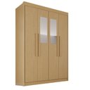 Ver imagem 2 de Guarda-Roupa com Espelho 4 Portas 3 Gavetas 100% MDF Veneza Marrom/Jequitiba
