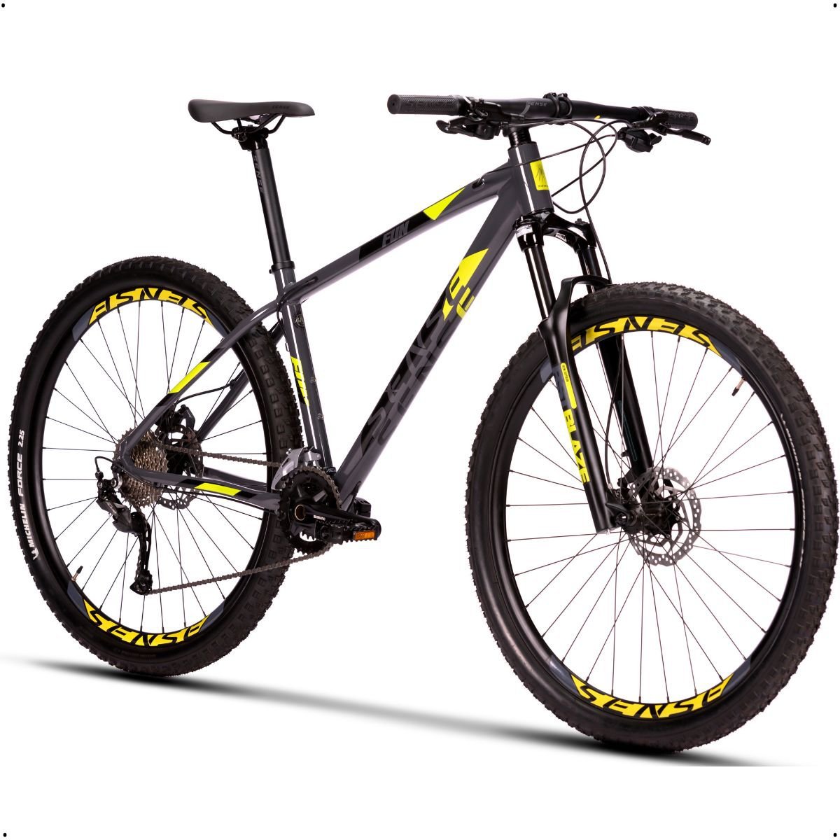 Bicicleta Mtb Sense Fun Evo 2023 Freio Hidráulico 2x9 Velocidades Shimano Alívio:Cinza/Amarelo/17