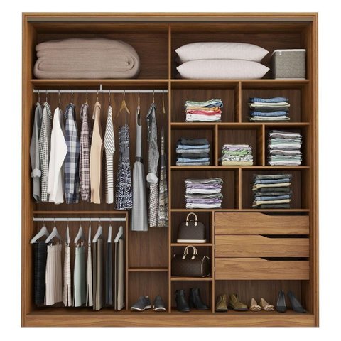 Guarda Roupa Casal Belga 1 Portas e 1 Espelho - Élpis Móveis Nogueira Touch-preto Prime Tx