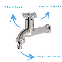 Torneira Simples De Parede Para Tanque E Jardim 1/4 De Volta - 3