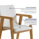 Ver imagem 4 de Kit 2 Cadeiras com Braço para Sala de Jantar Pés Madeira Maciça Flora Bege/Cinamomo/Veludo Palha