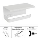 Ver imagem 3 de Porta Papel Higiênico Inox De Parede Banheiro Branco MAX