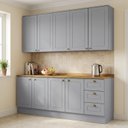 Ver imagem 1 de Cozinha Compacta Modulada 4 Peças 100% MDF 2 Armários Aéreos 2 Balcões com Tampo Cinza/Nature Emily