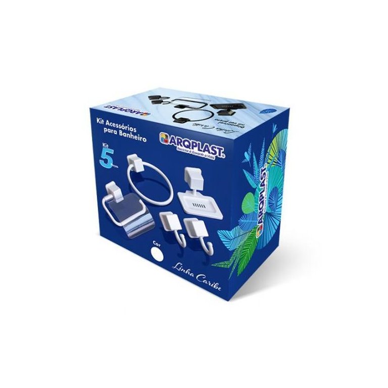 Kit Acessorios para Banheiro Caribe 5pcs Branco