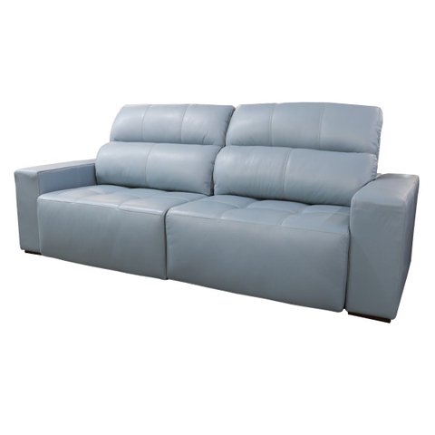 Sofá Retrátil e Reclinável de Couro Atami 2,50 M Light Blue - Mempra Design