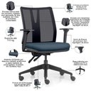Ver imagem 2 de Cadeira de Escritório Giratória Diretor Flow F02 Base Preta Sintético Azul - Lyam Decor