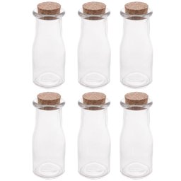 Kit 6 Porta Temperos de Vidro 200ml com Tampa de Rolha Lyor para Decorar e Guardar Especiarias - 1