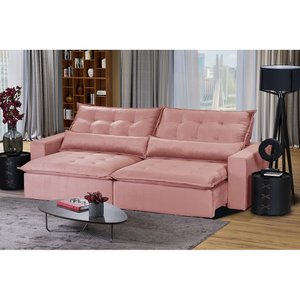 Sofá Modular Bahia 4 Lugares 2,30 MT com Molas Retrátil e Reclinável Veludo Nobre Sofatec