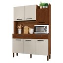Ver imagem 2 de Kit Cozinha Ambiente Modena 6 Portas Nogueira Off White Ripado - Kits Paraná